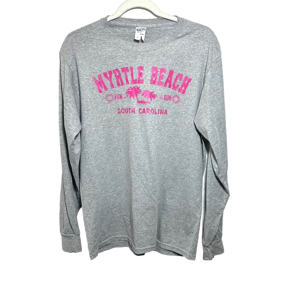 Myrtle Beach South Carolina Womens Sz M Gray Shirt Long Sleeve Souvenir Fun Sun